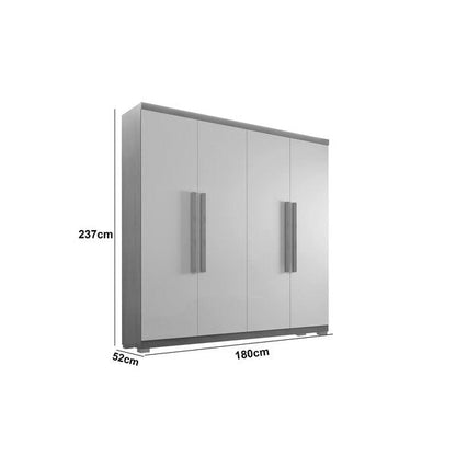 Guarda-Roupa Solteiro 4 Portas 3 Gavetas MDF Imbuia Off White Amsterdã