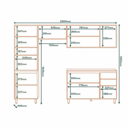Cozinha Compacta 11 Portas 2 Gavetas com Vidro – Sinai e Branco