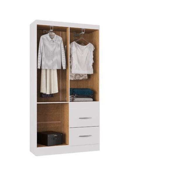 Guarda-Roupa Solteiro 4 Portas 2 Gavetas MDP Branco Brilho Milão