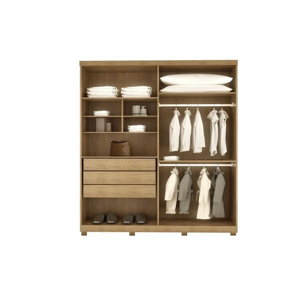 Guarda-Roupa Solteiro 4 Portas 3 Gavetas MDF Imbuia Off White Amsterdã