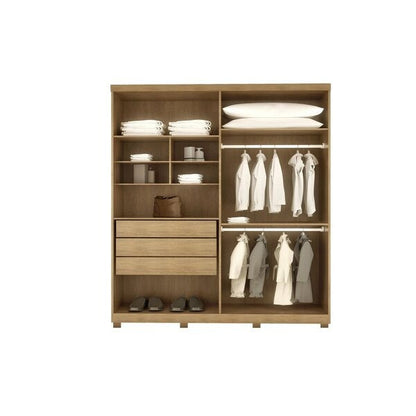 Guarda-Roupa Solteiro 4 Portas 3 Gavetas MDF Imbuia Off White Amsterdã