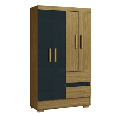Guarda-Roupa Solteiro com 4 Portas e 2 Gavetas – Atacama/Grafite