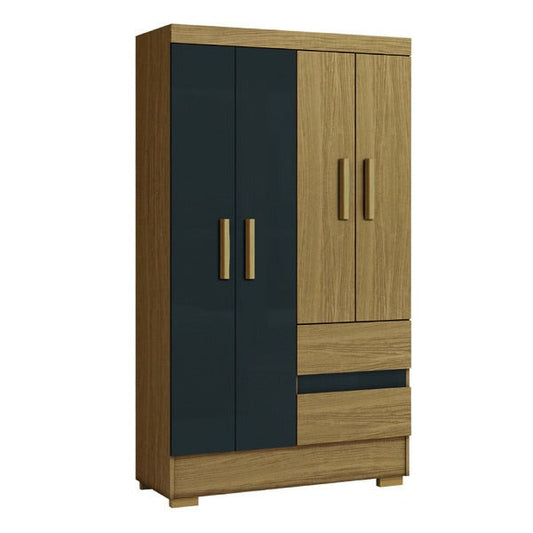 Guarda-Roupa Solteiro com 4 Portas e 2 Gavetas – Atacama/Grafite