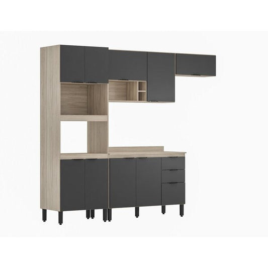 Cozinha Compacta 10 Portas 2 Gavetas com Torre Quente – Avena Touch e Grafito